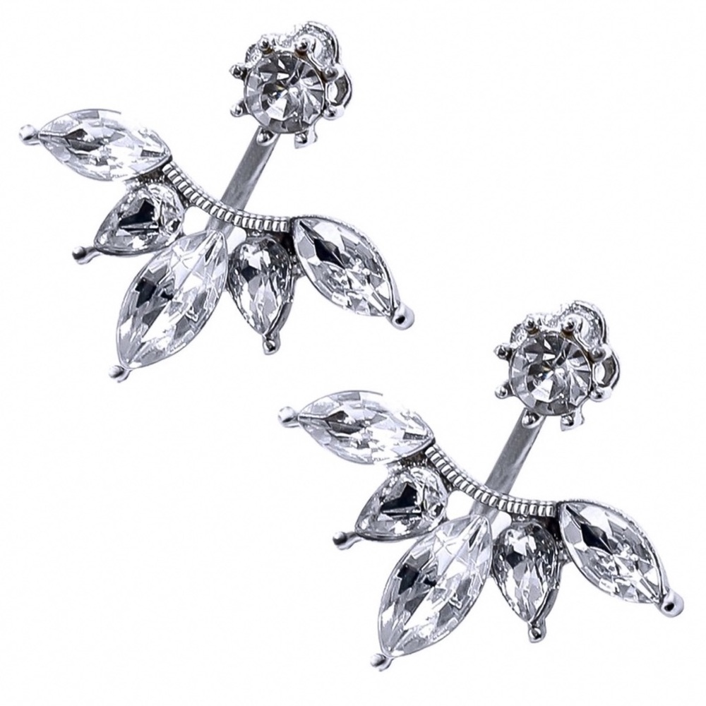 Silver Crystal Stud Earrings & Jackets - Picture 2 of 7
